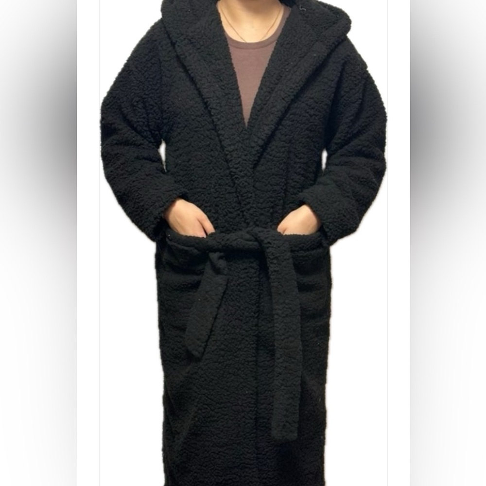 Oversized belted teddy coat